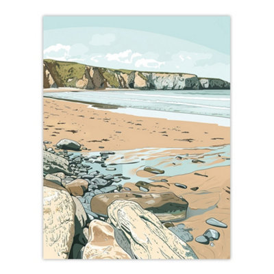 Artery8 Unframed Wall Art Barafundle Bay Coastal Seaside Wales Uk Beach12X16 Inch from B&Q