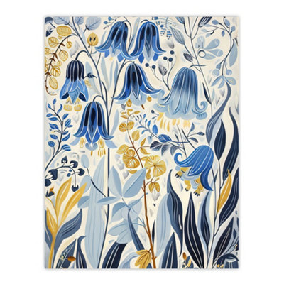 Artery8 Unframed Wall Art Bluebells In Bloom Botanical Painting Ochre Blue12X16 Inch from B&Q
