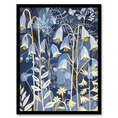 Artery8 Bluebells At Night Botanical Painting Wildflowers Wall Art PrintA4 Size from B&Q