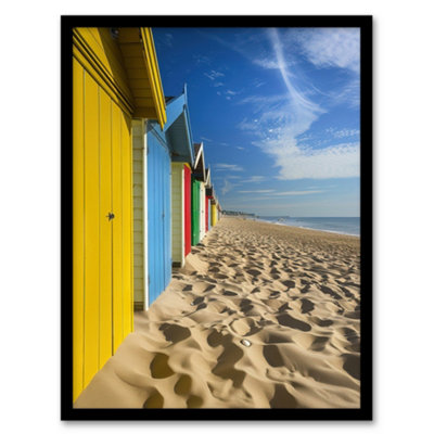 B&Q -  Framed Wall Art Bournemouth Beach Huts Photo Summer England Print12X16 Inch