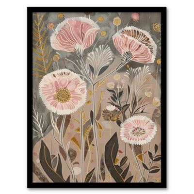 Artery8 Autumn Carnations Flowers Artwork Rustic Floral Wall Art PrintA4 Size from B&Q