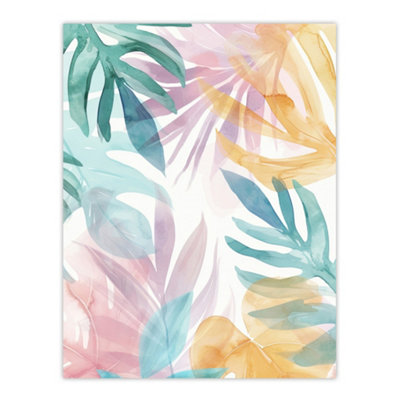 Artery8 Unframed Wall Art Plant Lover Monstera Leaves Colourful Watercolour12X16 Inch from B&Q