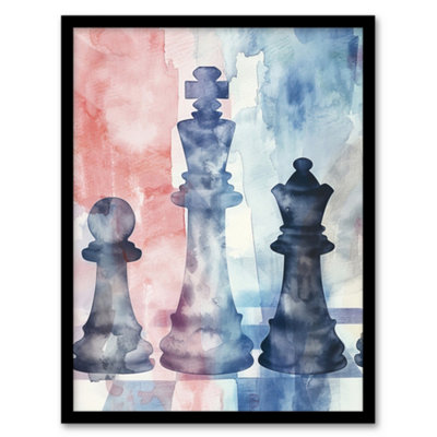 Artery8 Chess Piece Chessboard Abstract Light Watercolour Wall Art PrintA4 Size from B&Q