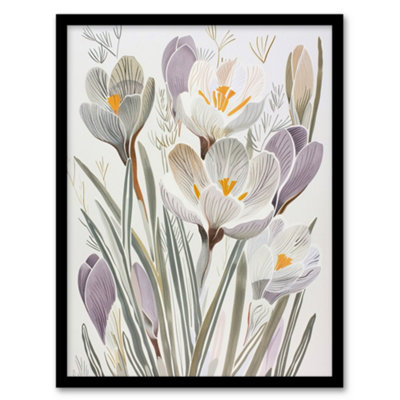 Artery8 Crocus Flowers In Bloom Artwork Pastel Bouquet Wall Art PrintA4 Size from B&Q