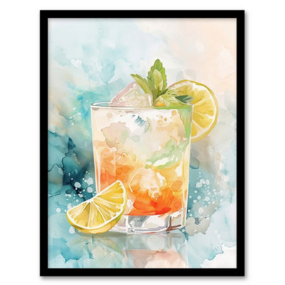 Artery8 Cuba Libre Cocktail Watercolour Tropical Summer Wall Art PrintA4 Size from B&Q