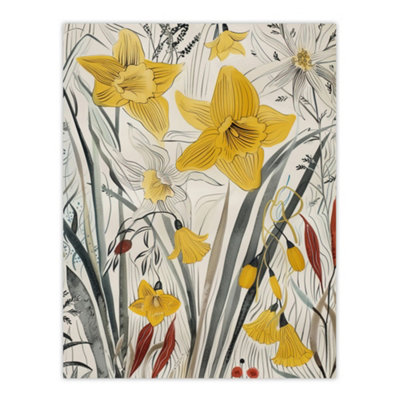 Artery8 Unframed Wall Art Daffodils Floral Artwork Spring Wildflowers12X16 Inch from B&Q