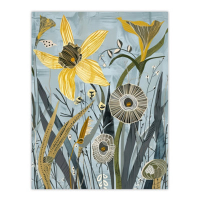 Artery8 Unframed Wall Art Abstract Daffodils Bloom Rustic Artwork Spring12X16 Inch from B&Q