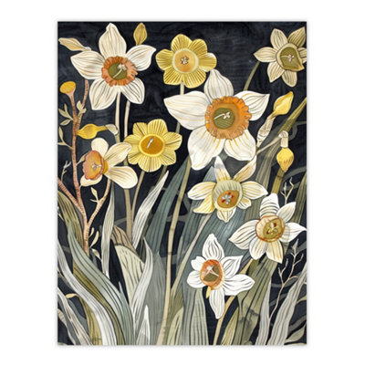 Artery8 Unframed Wall Art Dark Daffodils In Bloom Artwork Spring Floral12X16 Inch from B&Q