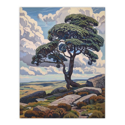 B&Q -  Unframed Wall Art Single Tree Dartmoor Devon Landscape England12X16 Inch