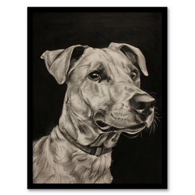 Artery8 Framed Wall Art Dog Lover Portrait Pencil Drawing Pet Animal Print12X16 Inch from B&Q