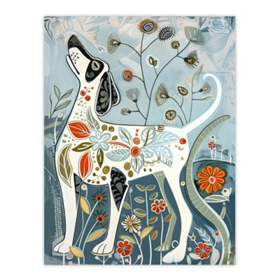 Artery8 Unframed Wall Art Spring Flower Garden Dog Lover Fun Folk12X16 Inch from B&Q