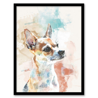 Artery8 Chihuahua Dog Lover Light Watercolour Portrait Wall Art PrintA4 Size from B&Q