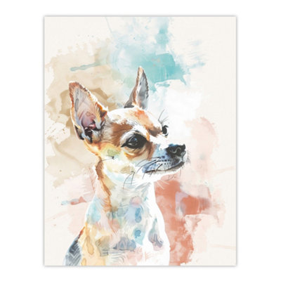 Artery8 Unframed Wall Art Chihuahua Dog Lover Light Watercolour Portrait12X16 Inch from B&Q