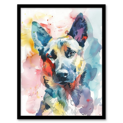 Artery8 Alsatian German Shephard Dog Lover Watercolour Wall Art PrintA4 Size from B&Q
