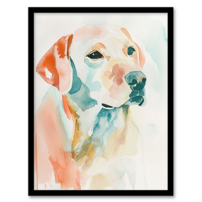 Artery8 Golden Labrador Dog Lover Watercolour Portrait Wall Art PrintA4 Size from B&Q
