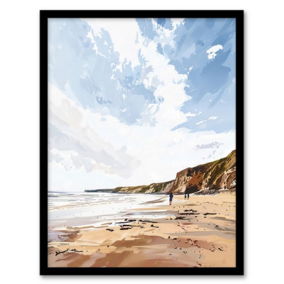Artery8 Filey Beach Coastal Cliffs Landscape England Sky Wall Art PrintA4 Size from B&Q