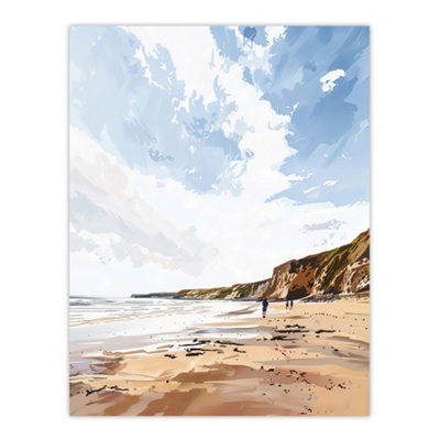 Artery8 Unframed Wall Art Filey Beach Coastal Cliffs Landscape England Sky12X16 Inch from B&Q