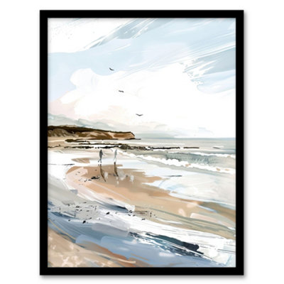 Artery8 Filey Beach Watercolour Coastal Landscape England Wall Art PrintA4 Size from B&Q