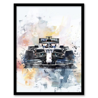 Artery8 Framed Wall Art Racing Modern Watercolour Race Car Track Shot Print12X16 Inch from B&Q