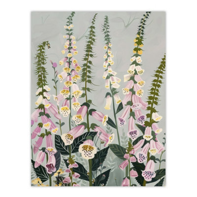Artery8 Unframed Wall Art Pink Foxglove Flowers Bloom Artwork Summer Floral12X16 Inch from B&Q