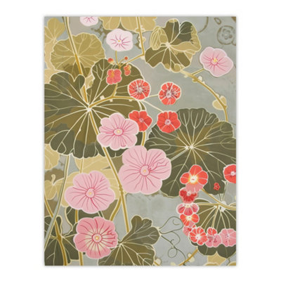 Artery8 Unframed Wall Art Pink Geranium Flowers Artwork Pastel Foliage12X16 Inch from B&Q