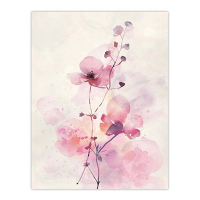 Artery8 Unframed Wall Art Purple Geranium Flower Pastel Modern Watercolour12X16 Inch from B&Q
