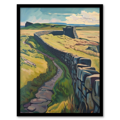 B&Q -  Framed Wall Art Hadrian's Wall Summer England Landmark Landscape Print12X16 Inch