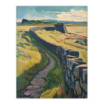 B&Q -  Unframed Wall Art Hadrian's Wall Summer England Landmark Landscape12X16 Inch