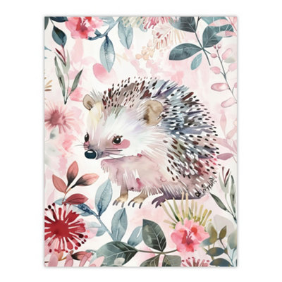 Artery8 Unframed Wall Art Cute Pastel Hedgehog In Wildflowers Watercolour12X16 Inch from B&Q