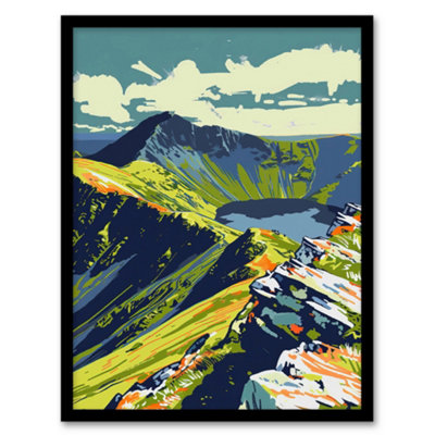 Artery8 Bold Helvellyn Mountain Lake Hiking Landscape Wall Art PrintA4 Size from B&Q