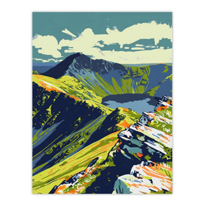 Artery8 Unframed Wall Art Bold Helvellyn Mountain Lake Hiking Landscape12X16 Inch from B&Q