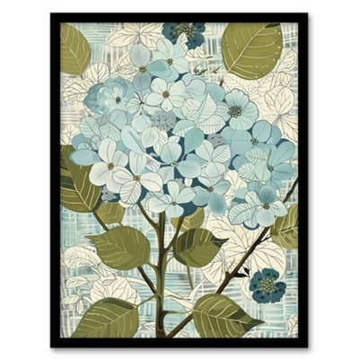 B&Q -  Blue Hydrangea Flowers Artwork Bouquet Floral Wall Art PrintA4 Size