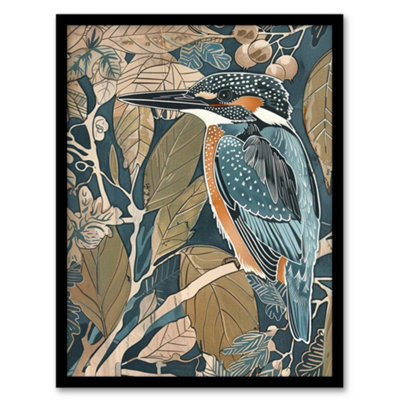 Artery8 Kingfisher Bird On Tree Branch Blue Botanical Wall Art PrintA4 Size from B&Q