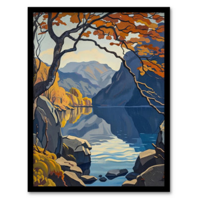 Artery8 Autumn Tree Lake District Cumbria Mountains Wall Art PrintA4 Size from B&Q