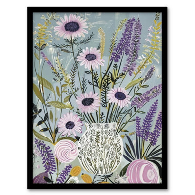 Artery8 Lavender Wildflowers Bouquet In Vase Fun Rustic Wall Art PrintA4 Size from B&Q