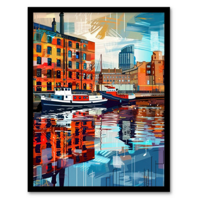 Artery8 Framed Wall Art Port Of Liverpool Colourful Artwork Cityscape Print12X16 Inch from B&Q