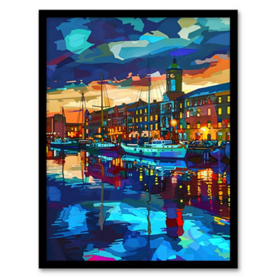 Artery8 Framed Wall Art Liverpool Port Sail Boats Atmospheric Cityscape Print12X16 Inch from B&Q
