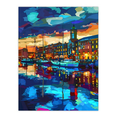 Artery8 Unframed Wall Art Liverpool Port Sail Boats Atmospheric Cityscape12X16 Inch from B&Q