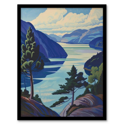 Artery8 Framed Wall Art Loch Ness Lake Scottish Highlands Landscape Print12X16 Inch