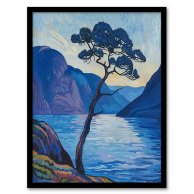 Artery8 Lone Tree On Loch Ness Scottish Highlands Lake Wall Art PrintA4 Size
