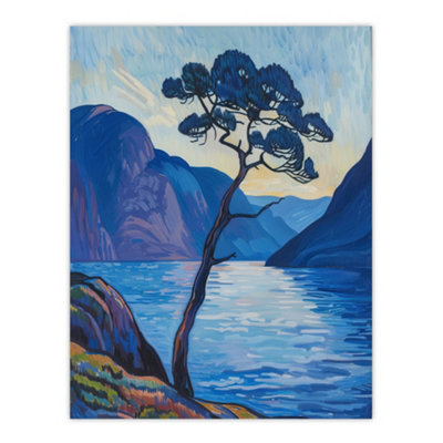 B&Q -  Unframed Wall Art Lone Tree On Loch Ness Scottish Highlands Lake12X16 Inch