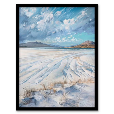 B&Q -  Framed Wall Art White Sands Luskentyre Beach Isle Harris Painting Print12X16 Inch