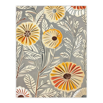 Artery8 Unframed Wall Art Rustic Marigold Flowers Blue Yellow Simple Floral12X16 Inch from B&Q