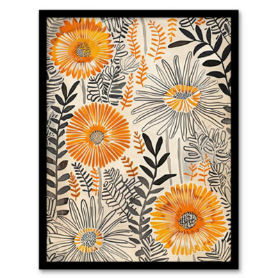 Artery8 Orange Marigold Flowers Abstract Floral Design Wall Art PrintA4 Size from B&Q