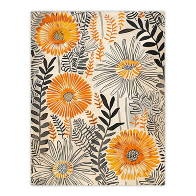 Artery8 Unframed Wall Art Orange Marigold Flowers Abstract Floral Design12X16 Inch from B&Q