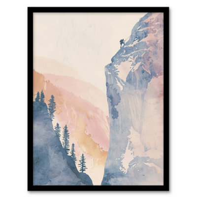 Artery8 El Capitan Yosemite Rock Climber Soft Watercolour Wall Art PrintA4 Size from B&Q