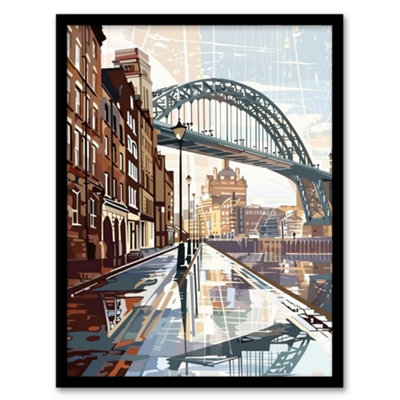 Artery8 Newcastle Tyne Bridge Abstract Cityscape England Wall Art PrintA4 Size from B&Q