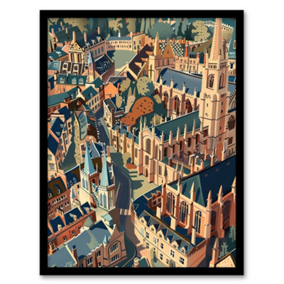 B&Q -  Framed Wall Art Oxford Cityscape Artwork Jesus Church Cathedral Print12X16 Inch