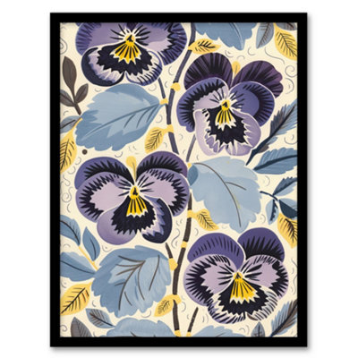 Artery8 Purple Pansy Flowers Painting Wildflowers Floral Wall Art PrintA4 Size from B&Q