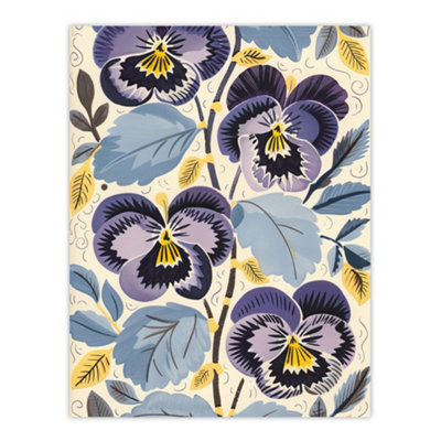 Artery8 Unframed Wall Art Purple Pansy Flowers Painting Wildflowers Floral12X16 Inch from B&Q